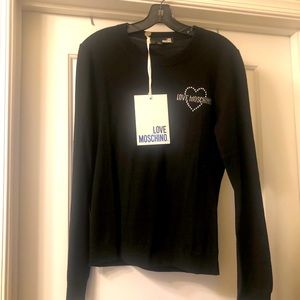 NWT Black Love Moschino Sweater w/ Crystals